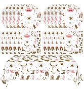41Pcs Western Cowgirl Birthday Party Decorations Pink Cowgirl Party Supplies Retro Cowgirl Paper ...