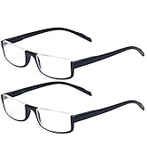 Kerecsen 2 Pair Half Moon Frame Reading Glasses Spring Hinge Men and Women Readers