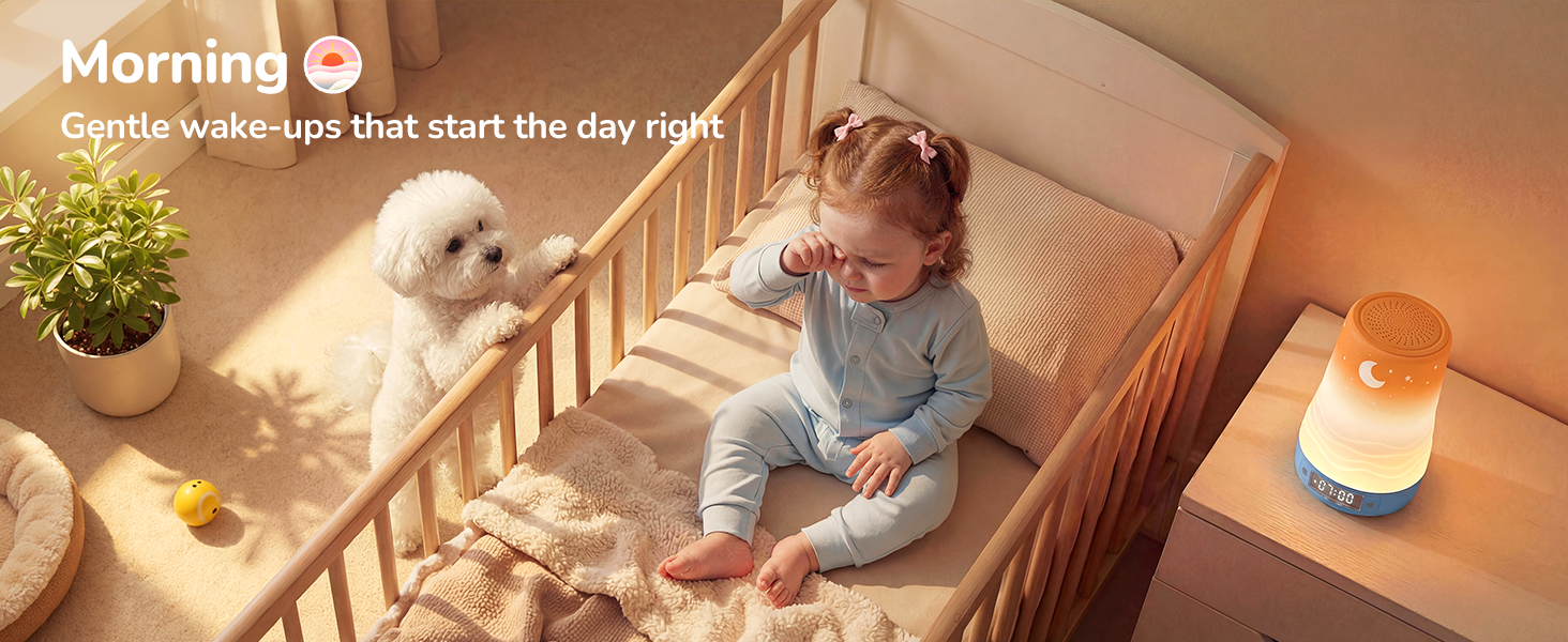 this baby sound machine is designed to support healthy sleep rhythms throughout the day