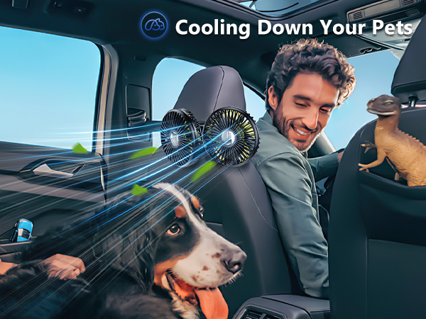 DICMKY Dual Head Car Cooling Fan for Back Seat