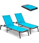 VEVOR 2 Pcs Chaise Lounge Chairs Outdoor, Aluminum Patio Lounge Chair with Adjustable 5-Position,...
