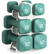 Tone Fitness 50 LB Neoprene Dumbbell Set with Storage Rack – Non-Slip, Anti-Roll Hand Weights for...