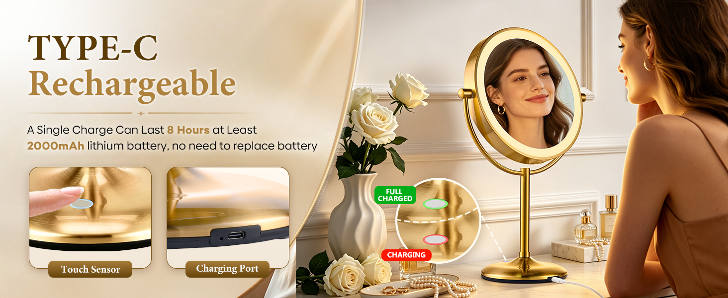 lighted makeup mirror with magnification