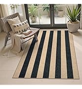 Lahome Striped Easy Jute Outdoor Patio Rug, 3x5 Washable Rugs for Entryway Porch, Farmhouse Neutr...