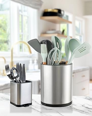 Kitchen Utensil Holder Extra Large Rotating For Counter Organizer Stainless Steel