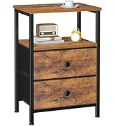 LOAKEKEL Night Stand, Bedside Table for Bedroom, Nightstand with 2 Fabric Drawers, Small End Tabl...