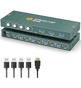USB3.0 KVM Switch HDMI 4K@60Hz for 4 Computers Share 1 Monitor, KVM Switch 4 Port with 3 USB 3.0 ...