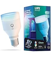 LIFX Clean, A19 1100 lumens, Full Color with Antibacterial HEV, Wi-Fi Smart LED Light Bulb, No Br...