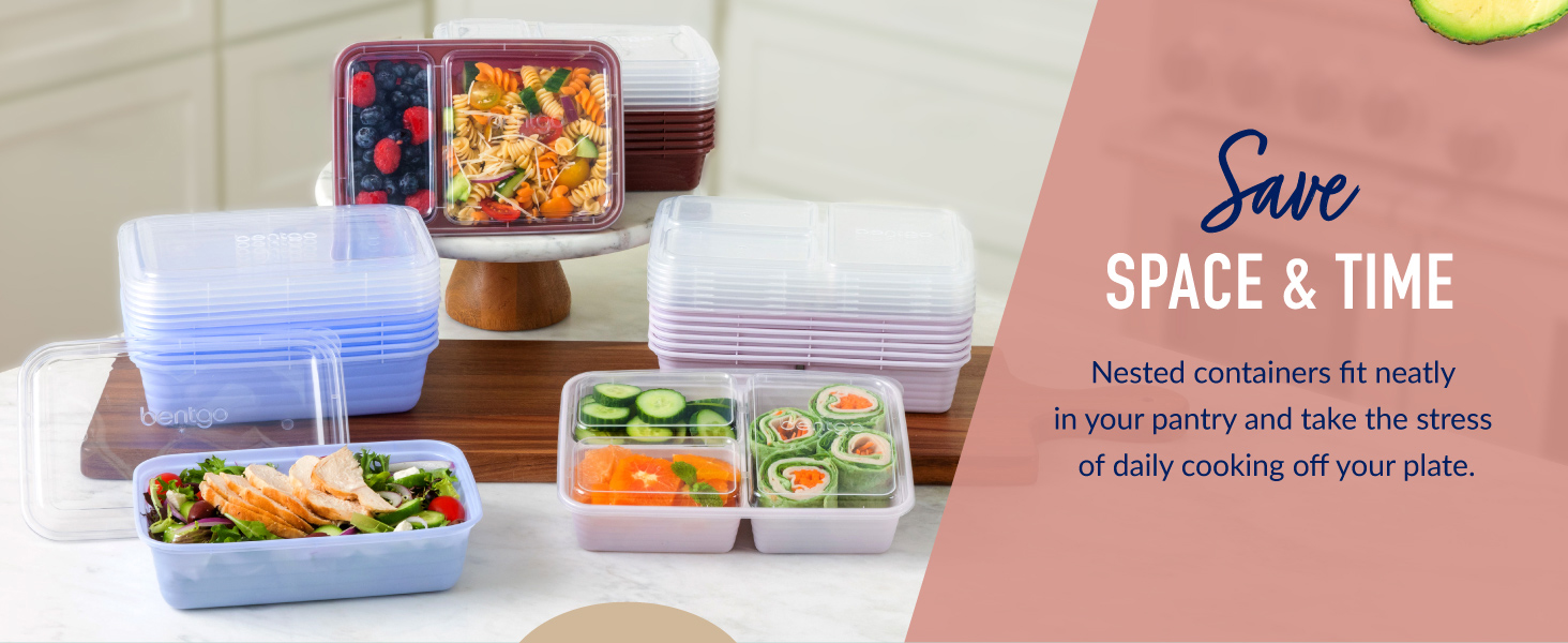 stackable containers, stackable meal prep containers, nested containers, weekly meal prep