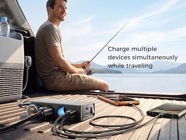 Charge multiple devices simultaneously while traveling