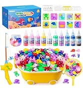 TECJOE Magic Water Elf Toy Kit, DIY Aqua Fairy Water Gel Kit with 10 Molds &amp; 10 Colors, Fishing G...