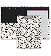 Leopard Print Clipboard Folio with Refillable Lined Notepad and Interior Storage Pocket for Offic...