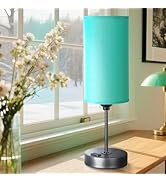 Gugsey Table Lamp with USB Port - Teal Desk Lamp, Green Touch Lamp, Bedside Lamps, 3 Way Dimmable...