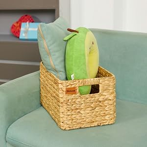 wicker storage basket with handles set