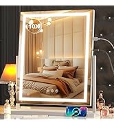 Hasipu Vanity Mirror with Lights, Lighted Makeup Mirror with 10X Magnification, Dimmable 3 Modes,...