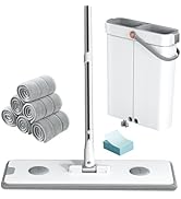 POPMOP Flat Mop and Bucket System - Mop and Bucket with Wringer Set for Home | Wet Dry Mop for Ap...