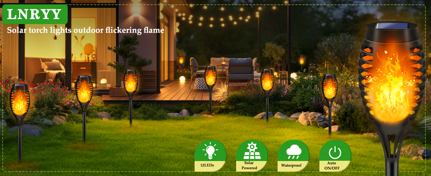 Solar Torch Lights with Flickering Flame