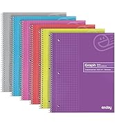 Emraw Quad Ruled Notebook Spiral with 100 Sheets White Paper - Set Includes: Blue, Black, Yellow,...