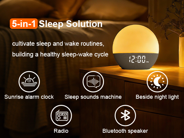 sunrise alarm clock with noise sound machine