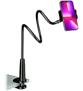 Cell Phone Clip on Stand Holder - with Grip Flexible Long Arm Gooseneck Bracket Mount Clamp for i...