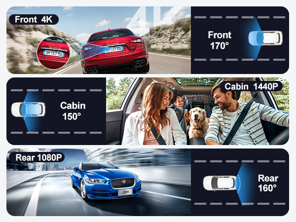 4k 3 Channel Dash Cam