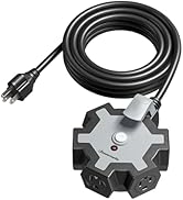 DEWENWILS Industrial Power Strip with 5-Outlet, 15FT Heavy Duty Extension Cord for Garage, Worksh...