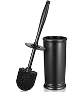 Toilet Bowl Brush Holder Set: Bathroom Deep Cleaning Toilet Scrubber Rim Cleaner with Caddy for R...