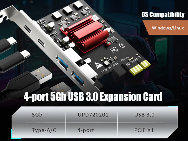 4 port usb 3.0 pcie expansion card