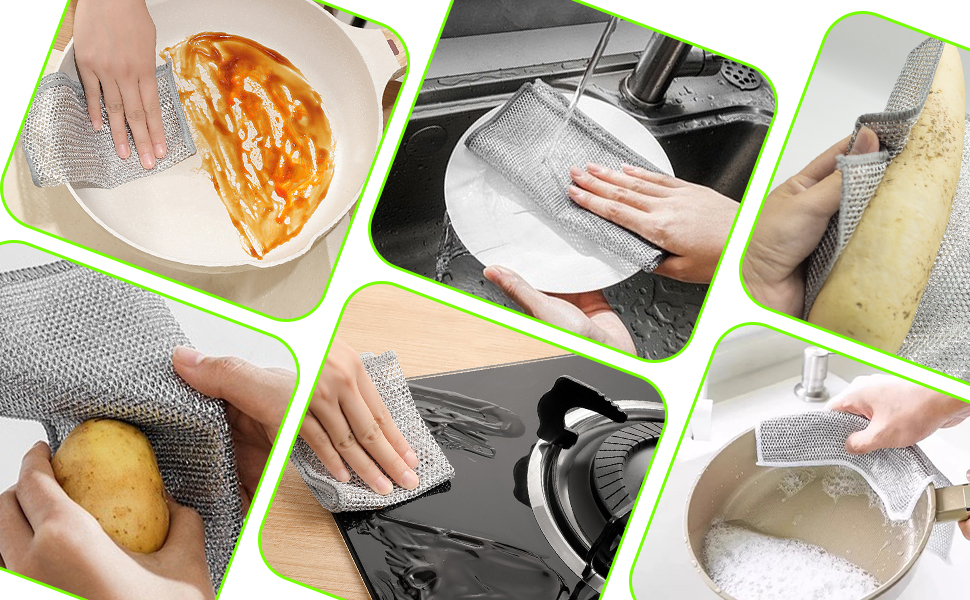 multipurpose wire dishwasing rags for wet and dry