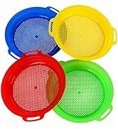 QINGLER Sand Sifters Sieve for The Beach Sand Toys (Red, Blue, Yellow & Green) Complete Gift Set ...