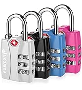 Fosmon TSA Accepted Luggage Locks, (4 Pack) Open Alert Indicator 3 Digit Combination Padlock Code...