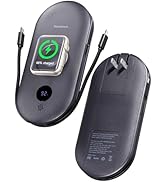 SwanScout Portable Charger Built-in AC Wall Plug and Cables, 10000mAh Power Bank for Apple Watch,...