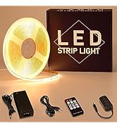 GOMING 24V 32.8ft(10M) COB LED Strip Light Warm White 3000K with LED Dimmer 24V 3A 72W Power Supp...