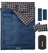 KingCamp Double Sleeping Bag for Adults, Queen Size 2 Person XXL Flannel Sleeping Bag, Waterproof...