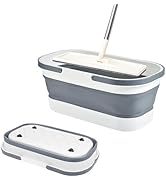 pangshi Collapsible Plastic Mop Bucket - 12L(3.17 Gallon) Window Washing Bucket with Wheels Folda...