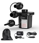 Electric Air Pump for Inflatables,Portable Quick-Fill Air Pump with 3 Nozzles,110V AC/12V DC,Infl...