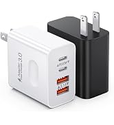 USB C Charger Block [2-Pack], 40W 4-Port Type C Fast Charging Block Dual USBC Power Adapter &amp; Dou...