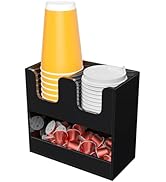 Beego 3-Compartment Cup Holder for Countertop - 2-Tier Black Acrylic Cup Dispenser Coffee Station...