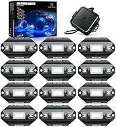 MICTUNING C1 12 Pods RGBW Rock Lights - Multicolor Underglow Neon Light Kit with Bluetooth Contro...