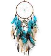 TEESHLY Dream Catchers with Tree of Life and Teal Feather Indian Handmade Dreamcatchers for Boho ...