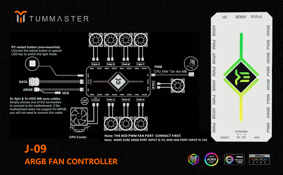 J-09(White)ARGB Fan Controller