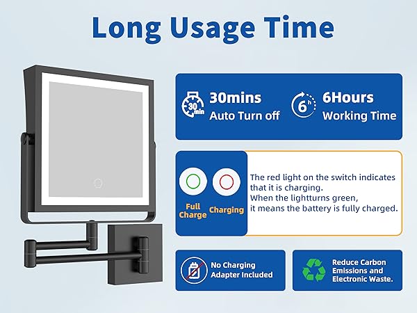 Rechargeable Wall Mounted Makeup Mirror