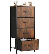 Sweetcrispy 4 Drawer Dresser, Fabric Storage Tower Organizer with Sturdy Steel Frame and Wood Top...