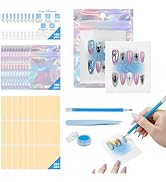 100PCS Press on Nail Packaging Bag, 100PCS Display Card with 231 Pcs Pre-cut Adhesive Tape &amp; Diam...