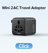 MOMAX Mini Universal Travel Adapter Worldwide, 2 AC, All European Travel Plug Adapter UK, Travel ...