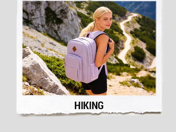 The backpack contains a thick shoulder strap and a breathable back to reduce stress during hiking