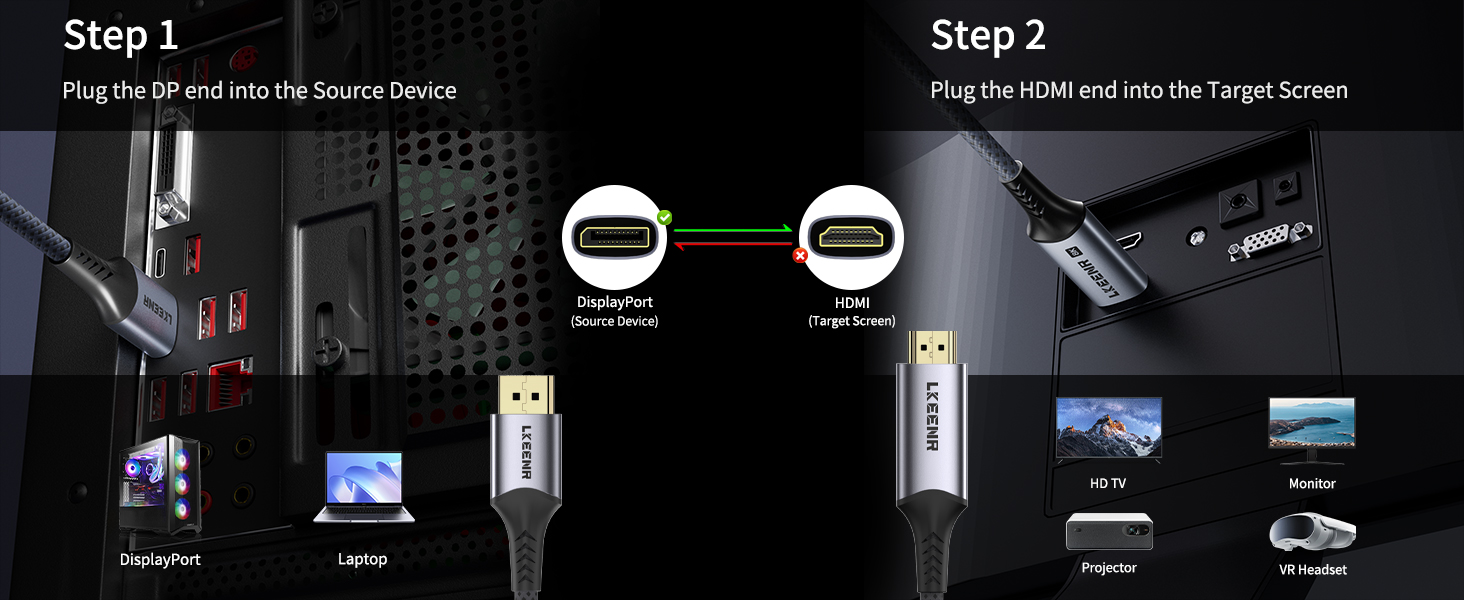 hdmi to displayport cable 6ft