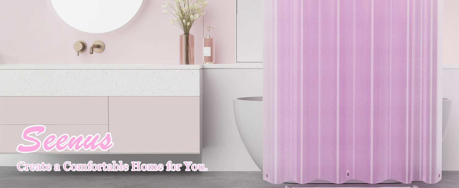 Seenus Dreamy Pink Sparkle Shower Curtain Liner with 3 Large Magnets