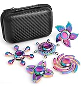 5 Pack Metal Fidget Spinners Pack Stress Relief Toys for Kids Adults, Rainbow Finger Hand Spinner...
