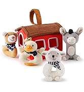 iPlay, iLearn Plush Baby Rattle Toys, Newborn Soft Barn Farm Stuffed Animal Set, Infant Hand Sens...